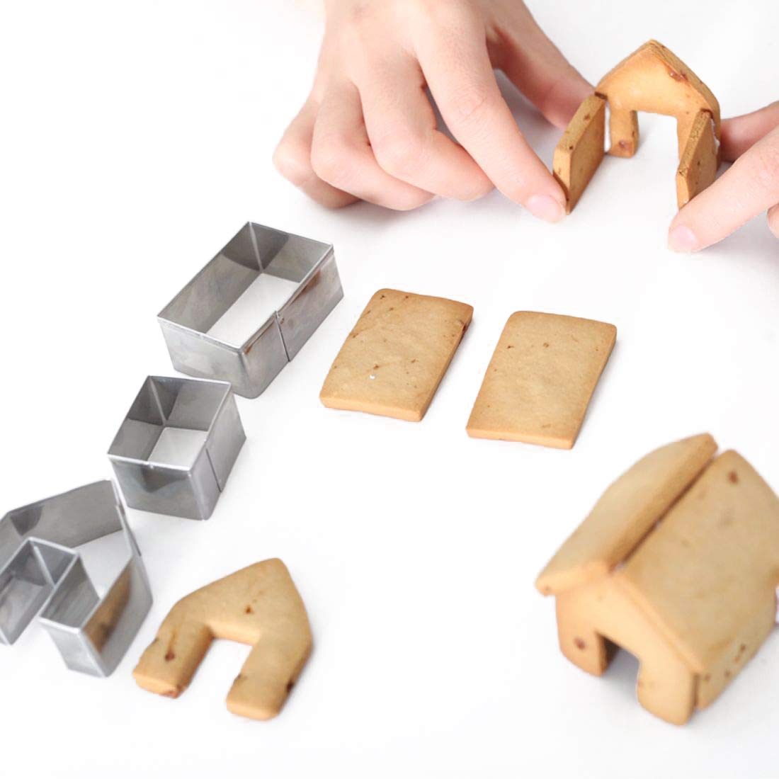 Zavaca 3 Pcs Stainless Steel Christmas Mini House Mold Gingerbread Cookie Cutter Set Cupcake Chocolate House (Small)