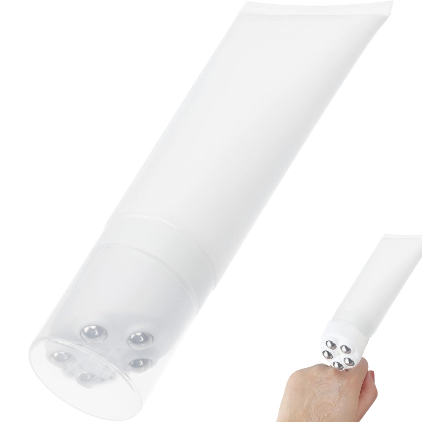 NIOMICO Sunscreen Roller Applicator 7x3 in Portable Refillable Roller Ball Applicator with Lid & 5 Massage Rolling Balls LeakPr