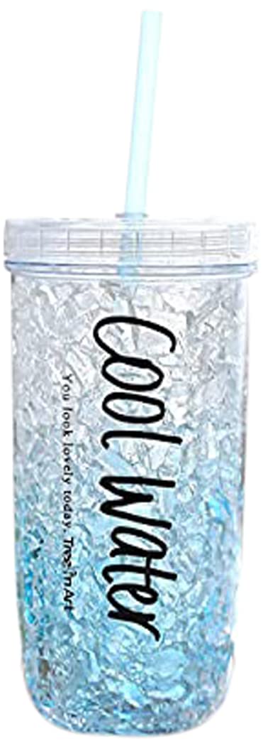 Mirim Acrylic Frosty Tumbler/Sipper Glass/Ice Cup With Straw And Lid 400 Ml (Random Prints & Colors)  1 Piece
