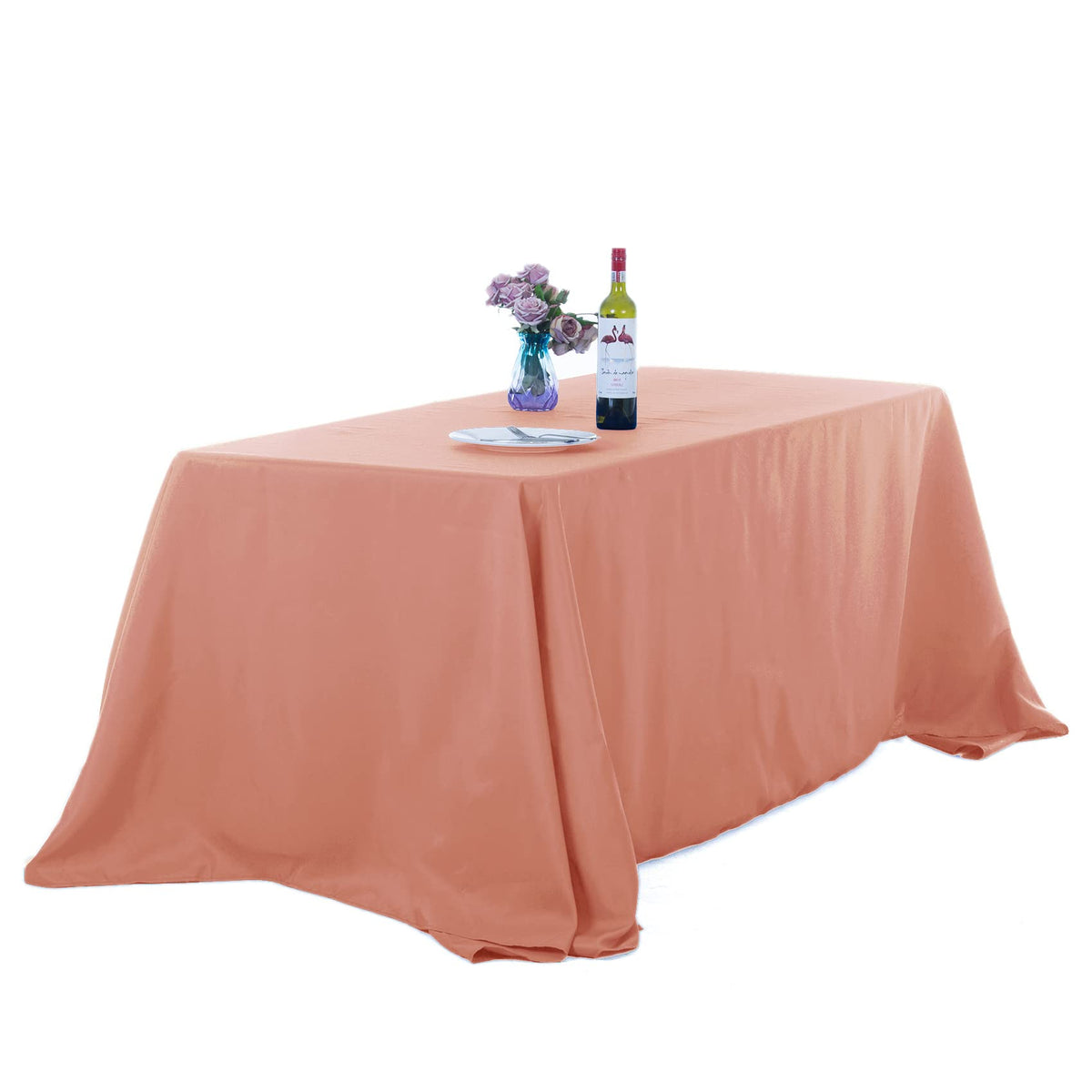 Ascoza 2Pack 90X132 Inch Dusty Pink Rectangular Tablecloth 6 Feet Table Cloth In Polyester Fabric For Wedding/Banquet/Restaurant