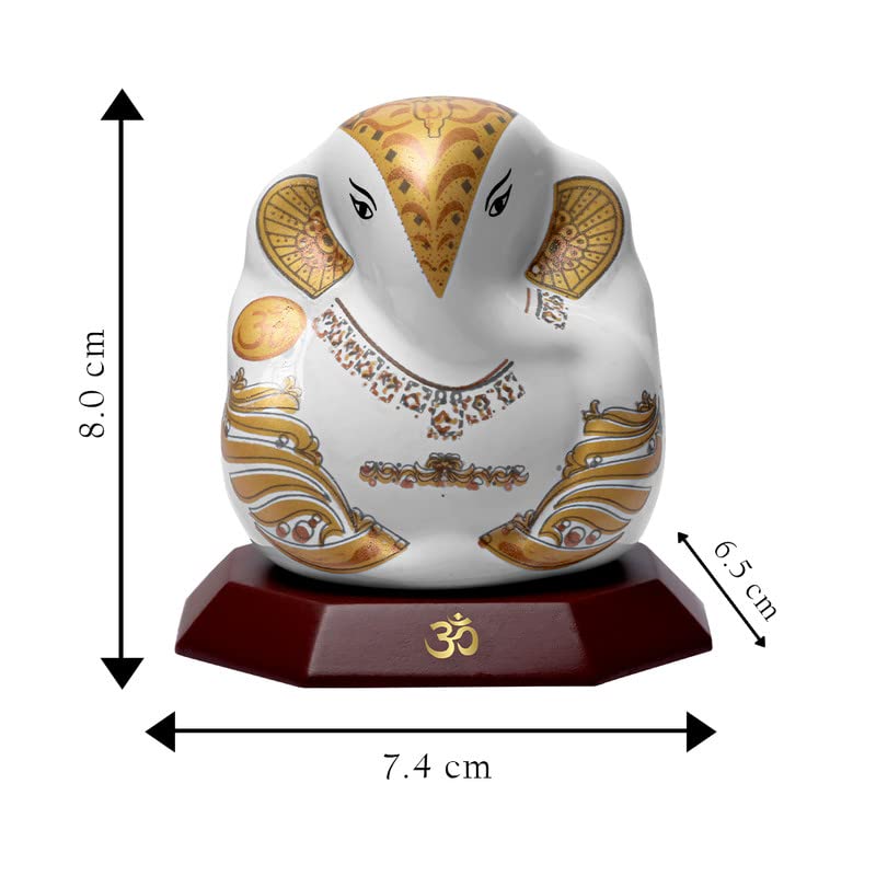 DIVINITI Lord Ganesha Ceramic Idol for Car Dashboard, Tabletop|Statue for Good Luck, Prosperity and Success|Ganpati Statue for H