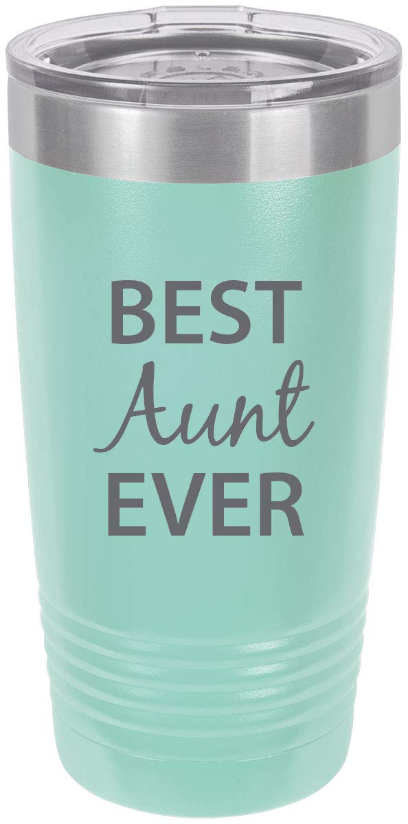 Best Aunt Ever Stainless Steel Engraved Insulated Tumbler 20 Oz Travel Coffee Mug, Teal