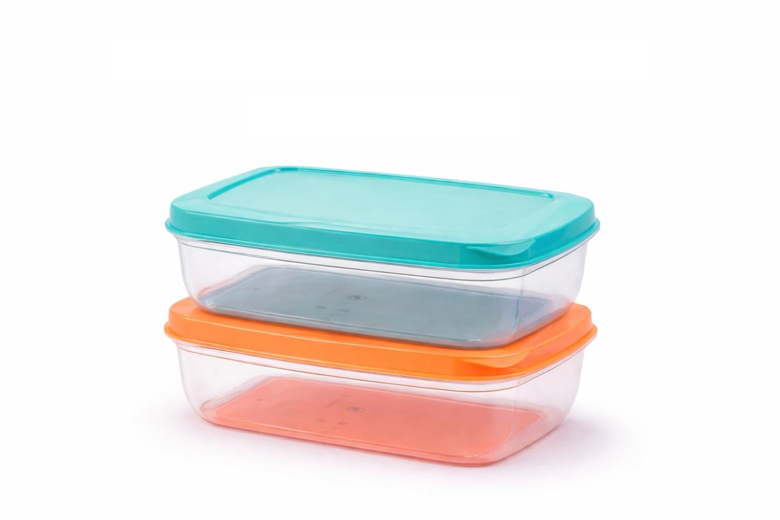 Vernocraft Airtight Food Storage Containers Combo Pack 2 Pack 500Ml Each Transparent Plastic Jars With Multicolor Lids Leakproof