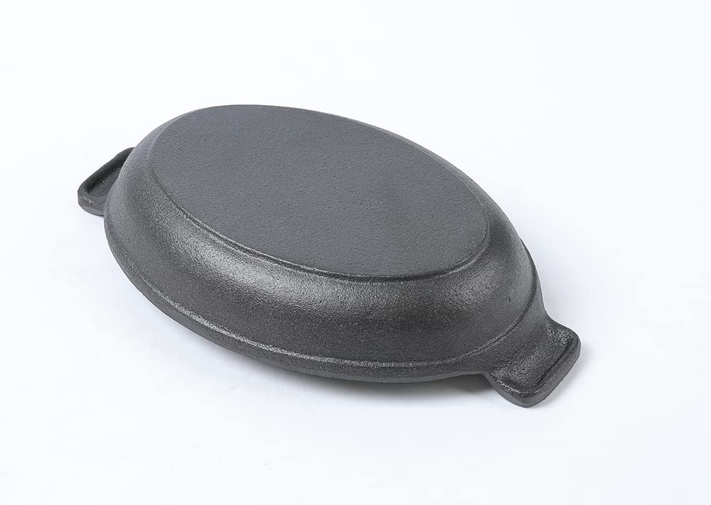 HAWOK Cast Iron Oval Serving Dish with Handles - Black - Durable Casserole and Baking Dish