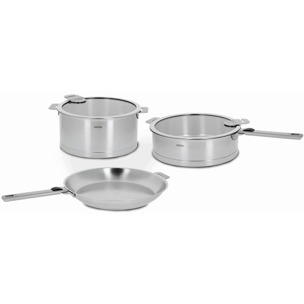 Cristel Strate 18/10 Stainless Steel 7 Piece Cookware Set with Removable Handles