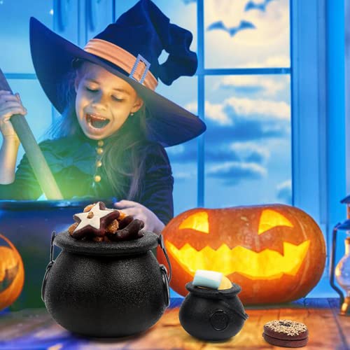 Ccinee Black Cauldron With Handle,Plastic Candy Kettle Bucket For St.Patrick'S Day,Halloween Party Favor Decor,Pack Of 9