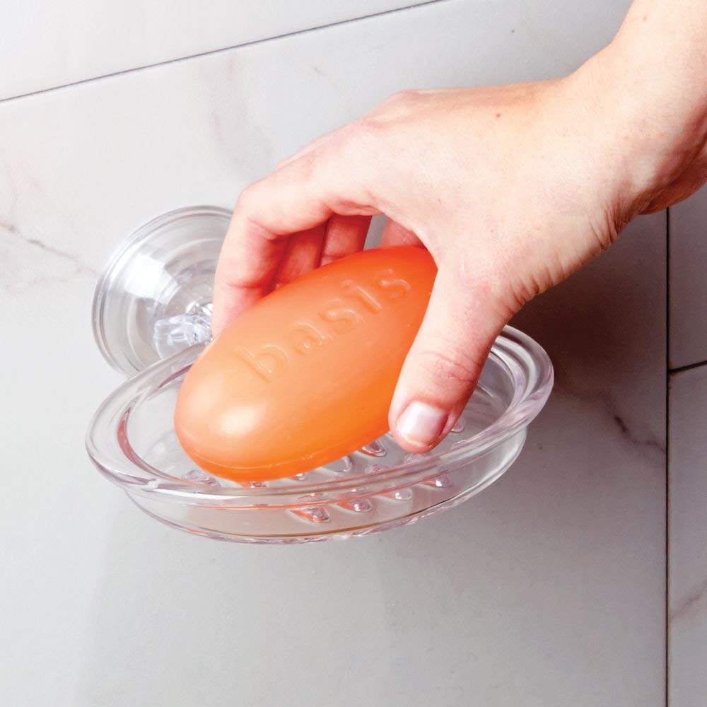 Interdesign Power Lock Soap Dish 2.5 In. H X 5 In. W X 5.5 In. L Clear Plastic