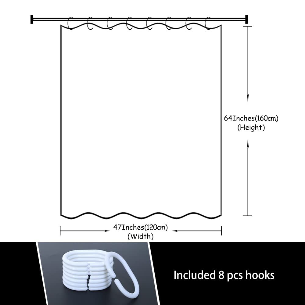 Rv Shower Curtains Forest Mountain Happy Camper, Fabric Rv Bathroom Curtain Sets With Hooks 47Wx64H Inches