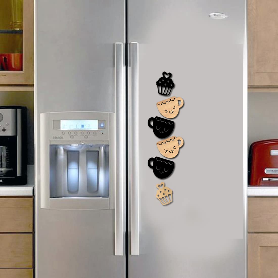 SHRADDHA SABURI ARTWORK Farmhouse Smile Cup And Cups Kitchen Wall Decor, Wall Reusable Sticker s , Reusable Sticker s Large, Set