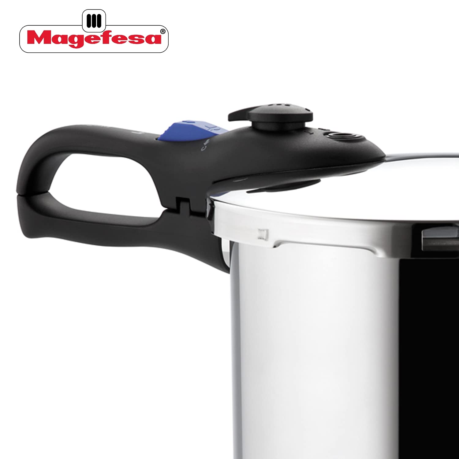 Magefesa Favorit Super-Fast and Easy To Use pressure cooker, 6.3 Quart, 18/10 stainless steel, suitable for all types of cooktop