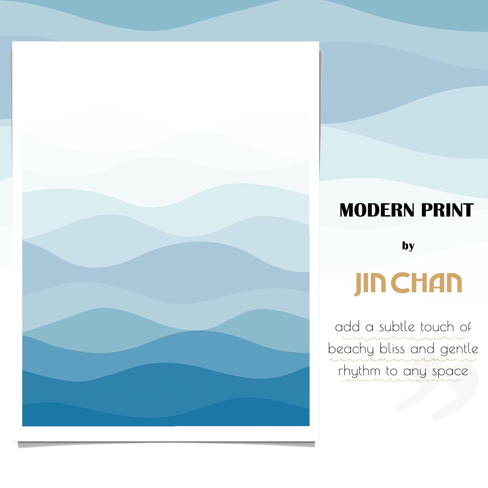Jinchan Ombre Blue Shower Curtain Fabric Shower Curtain Coastal Beach Ocean Wave Bathroom Shower Curtain Gradual Color Design Na