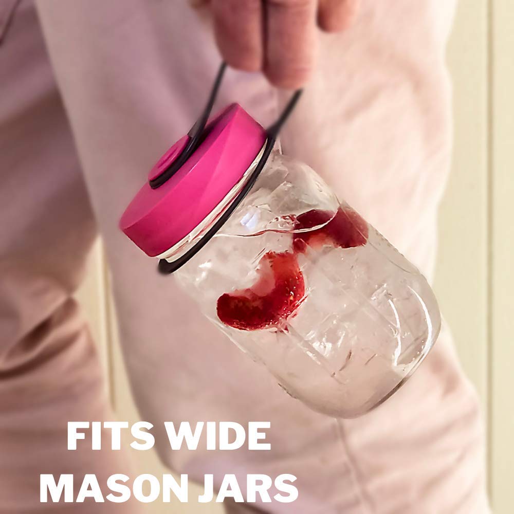 Ilids Mason Jar Sport Lid, Wide Mouth, Hot Pink, Pack Of 2