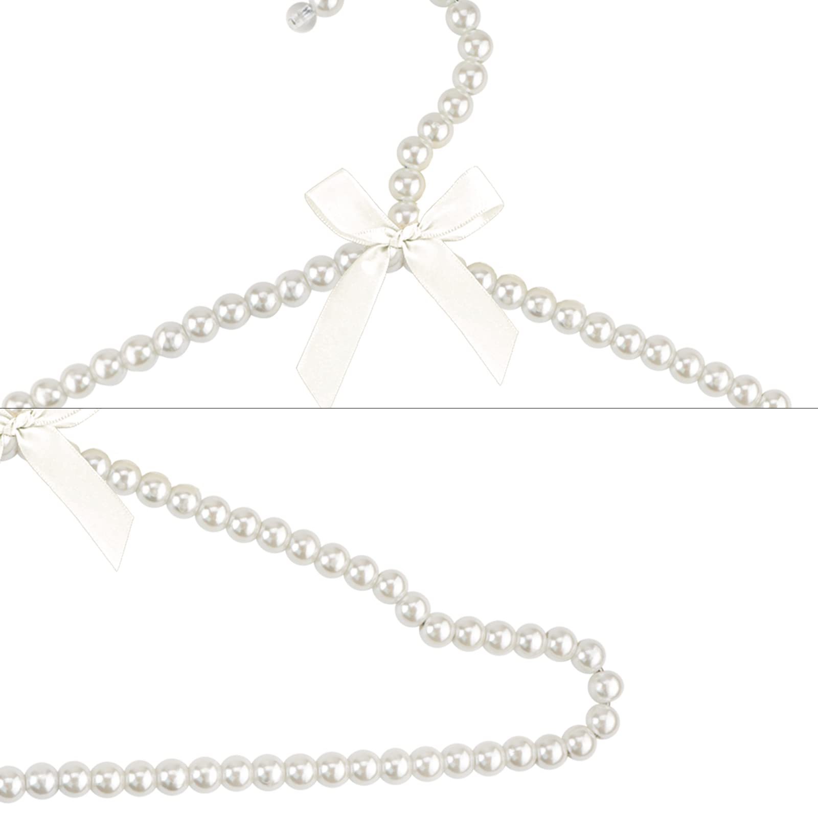 Adorila 5 Pack Pearl Clothes Hangers, Elegant Bridesmaid Hangers, Closet Coat Storage Organizer Bowknot Standard Wedding Hangers