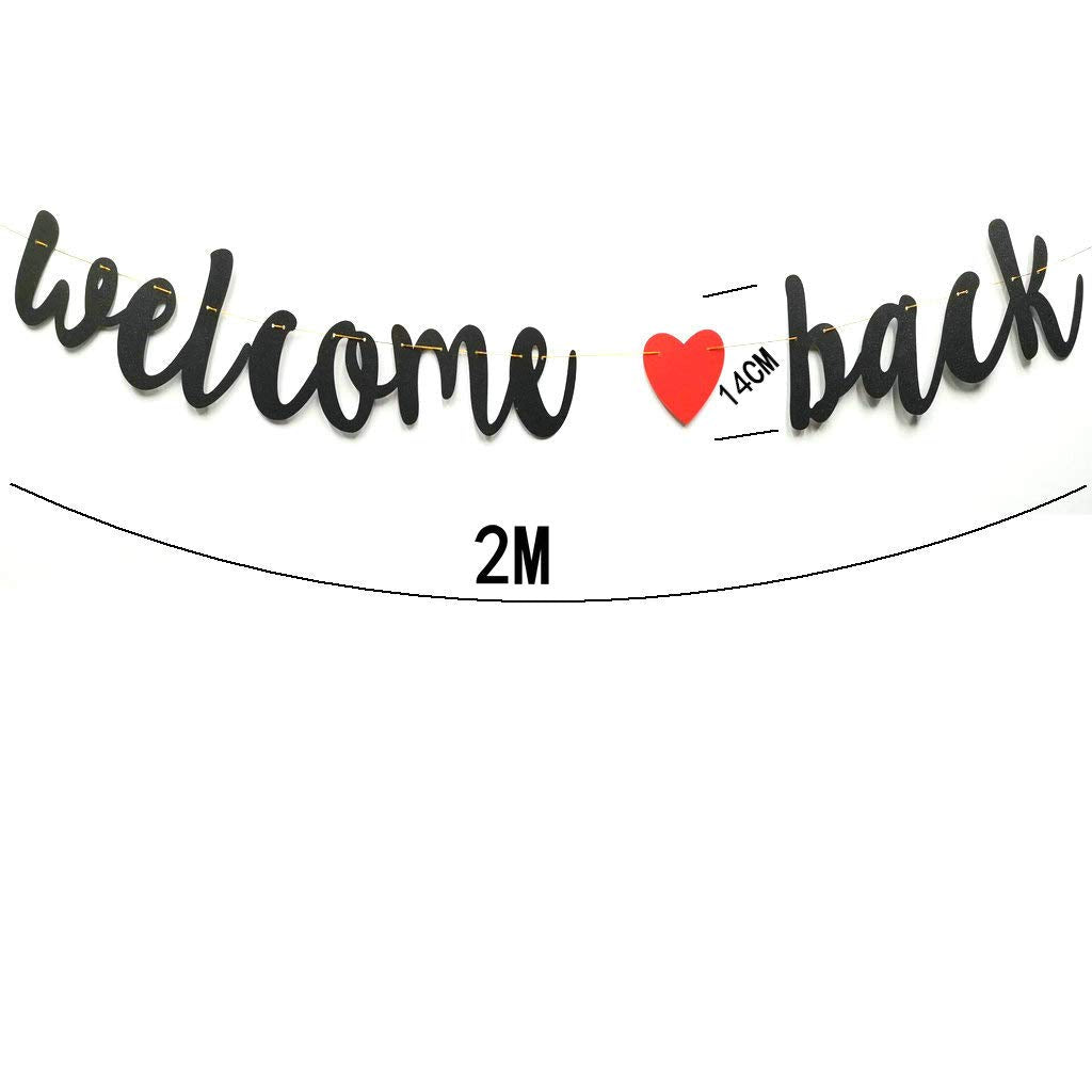 Welcome Back Banner Black Glitter Welcome Back Party Sign Returning Home Teenager Homecoming Home Coming Returning Home Hospital