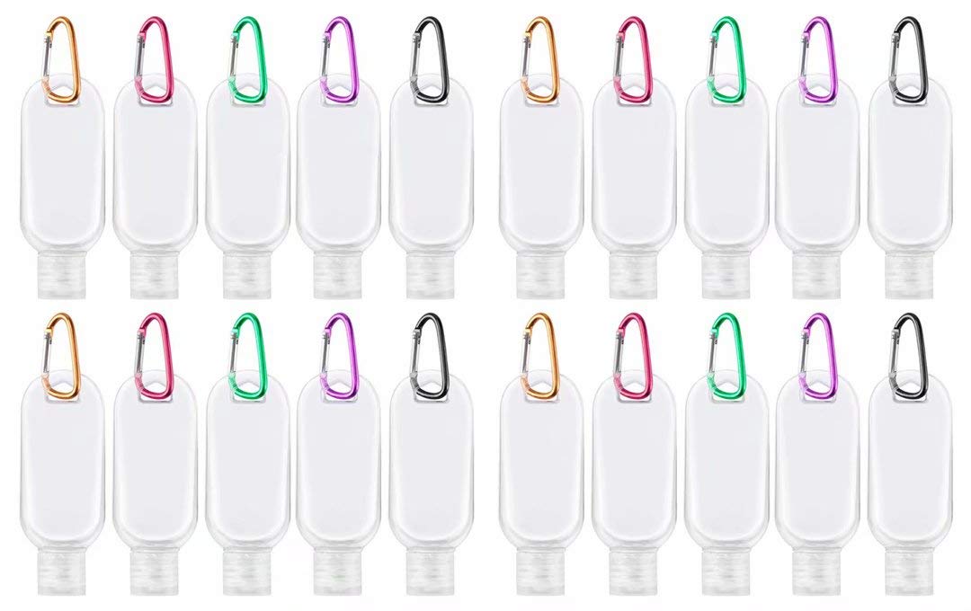 Travel Bottles With Keychain (20 Pcs), 1Oz (30Ml) Portable Plastic Leakproof Squeeze Bottles With Flip Cap - Empty Refillable Co