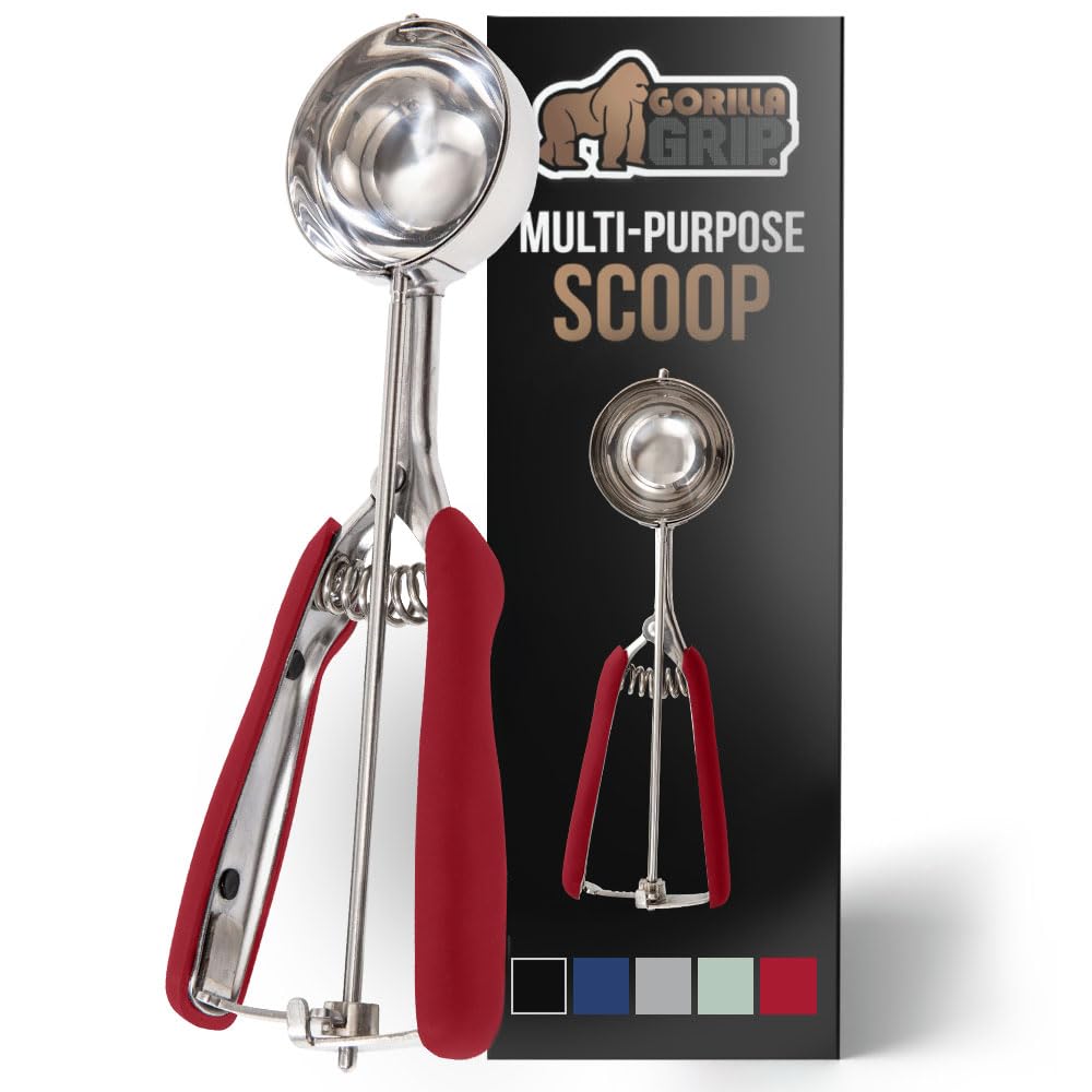 Gorilla Grip Stainless Steel Multipurpose Bpa-Free Spring Scoop, 3 Tbsp, Melon Ballers, Cookie Dough Scoops, Perfect Portion Siz