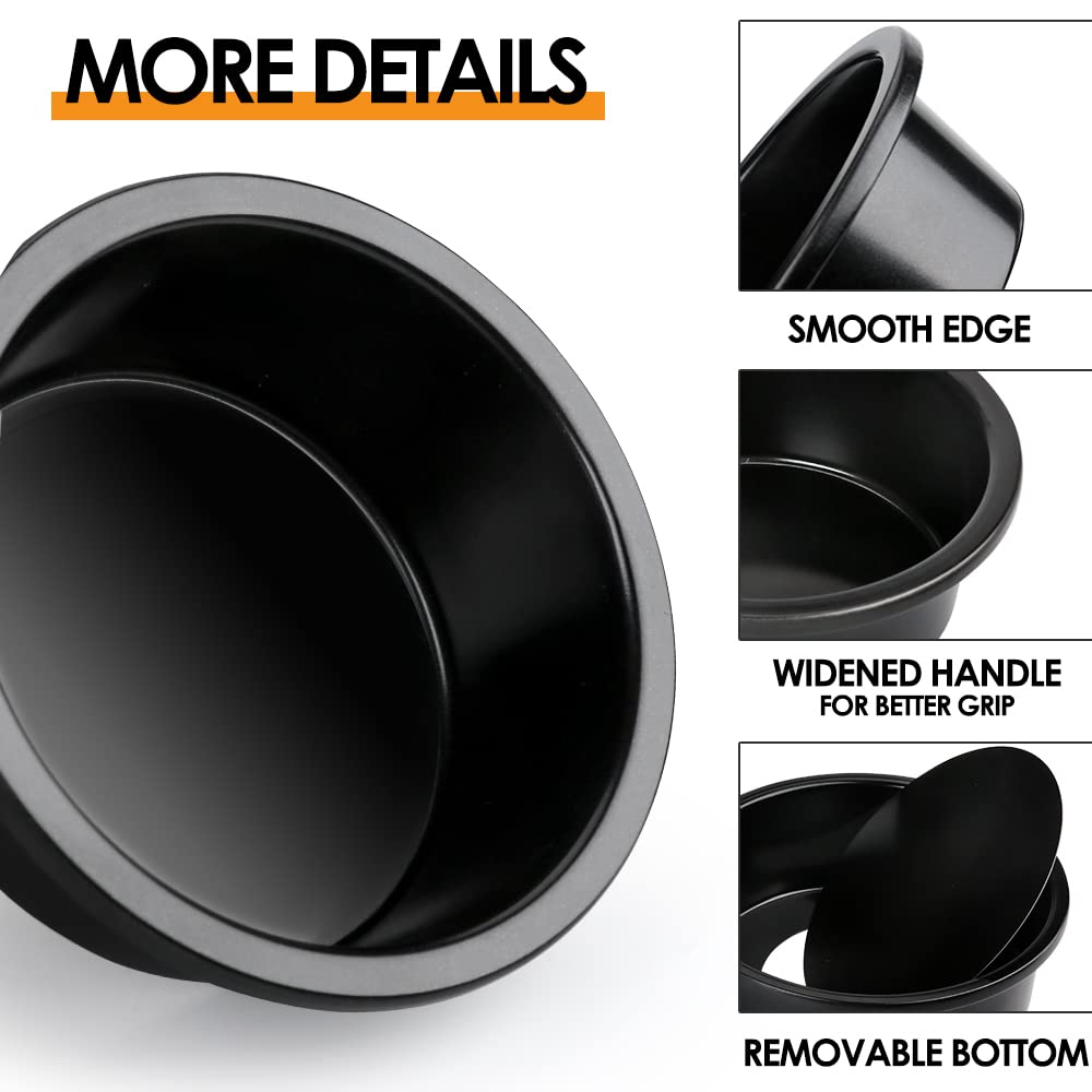 Cyimi 6 Inch Round Cake Pan Set Of 3, Nonstick Coating Baking Round Cake Pans With Remvable Bottom For Birthday Layered Cakes,Pa