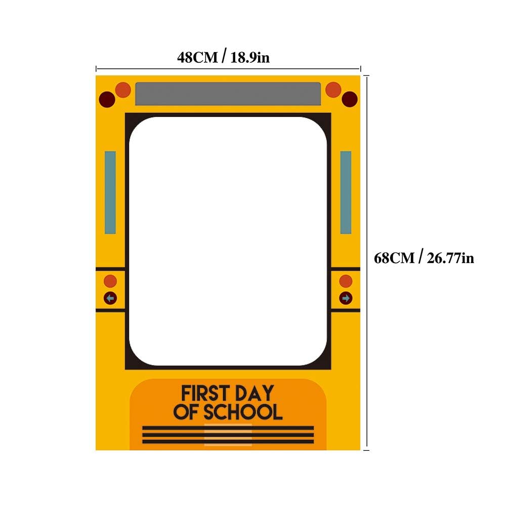 Swyoun Yellow School Bus First Day Of School Back To School Party Photo Booth Selfie Frame
