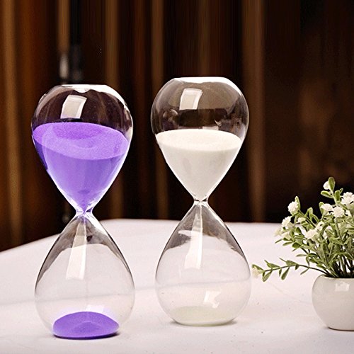 Hourglass, Hovebeaty Hand-Blown Sand Timer Set For Time Management 15 Minutes Durable Glass Construction (15 Min, Purple)