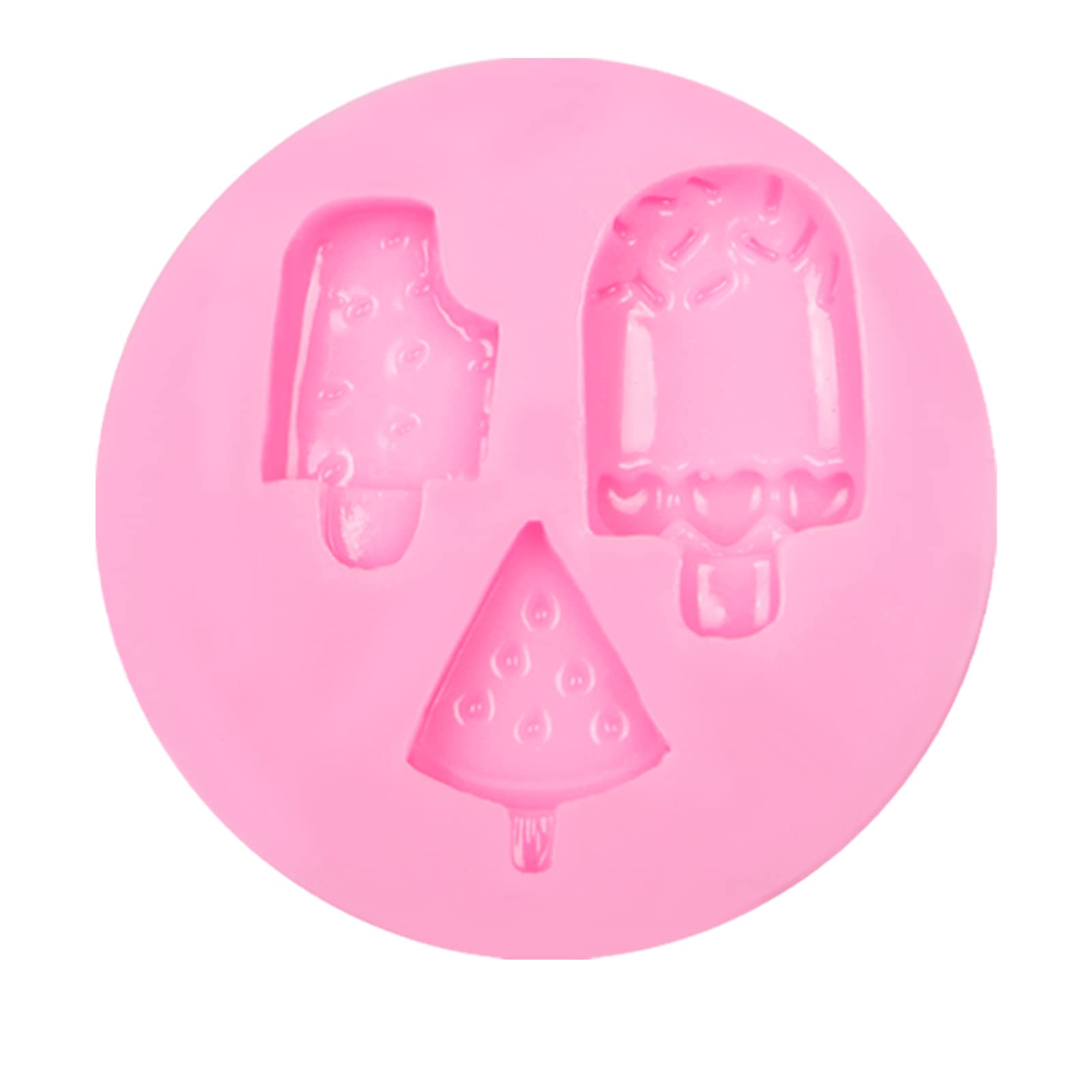Ice Cream Silicone Molds 3 Pcs, Mini Popsicle Cake Decorating Chocolate Fondant Mold For Cake Decoration Candy Sugar Cupcake Top