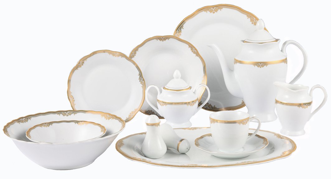 Lorenzo Import Catherine 57-Piece Wavy Porcelain Dinnerware Set