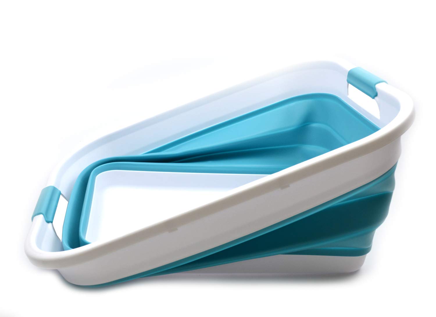 Sammart Set Of 2-41L(10.8 Gallon) Collapsible Plastic Laundry Basket-Pop Up Storage Container-Portable Washing Tub-Space Saving