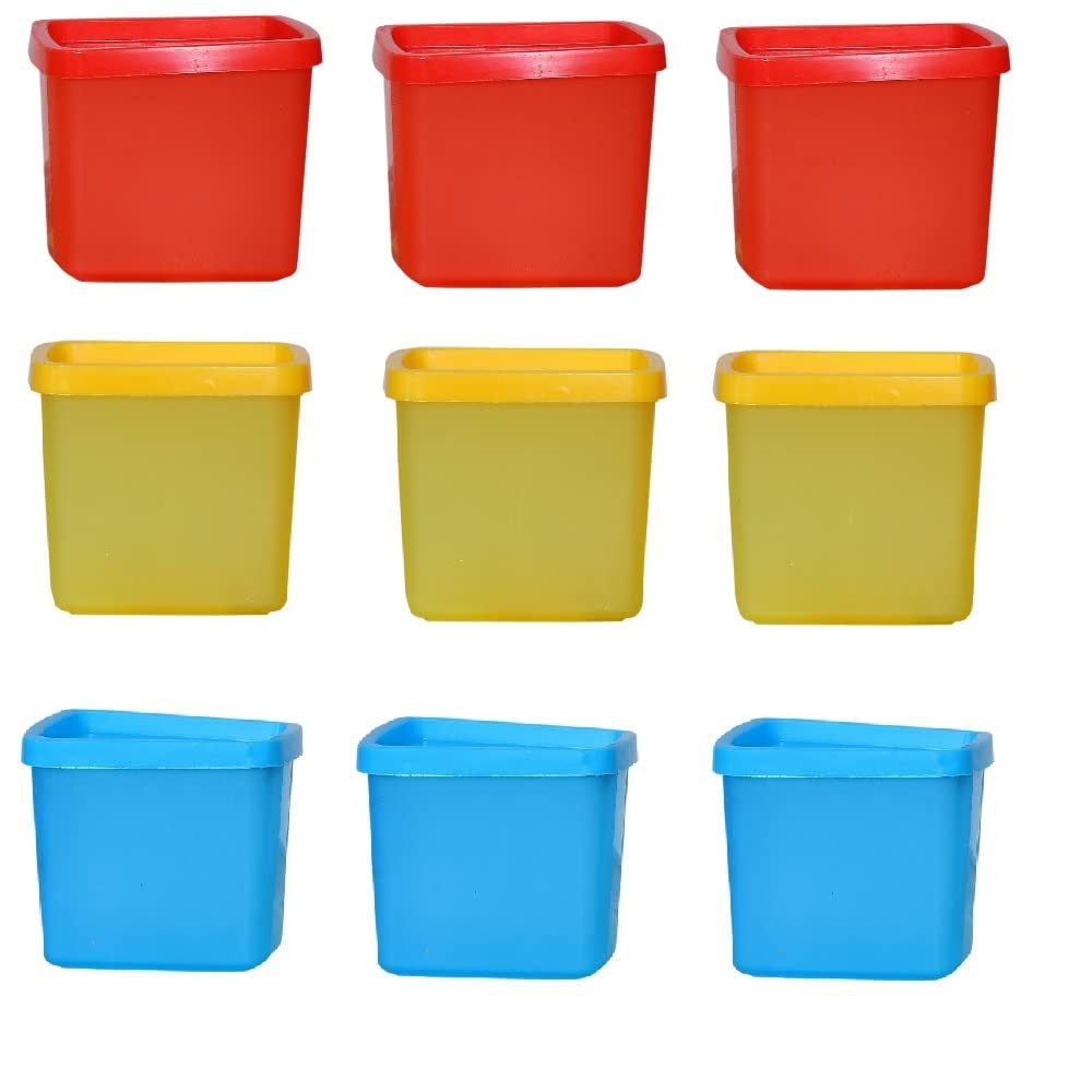 NtStar Sturdy Food Grade Plastic Containers 250Ml ,Set Of 9 (Red , Blue, Yellow)