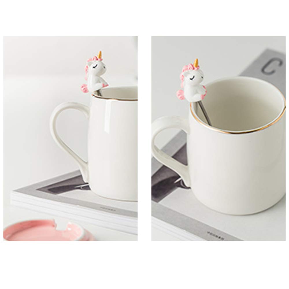 BigNoseDeer Unicorn Mug Cute Ceramic Coffee Mug with Lovely Unicorn Spoon, Morning Cup Novelty Coffee Tea Milk Christmas Mug Gif