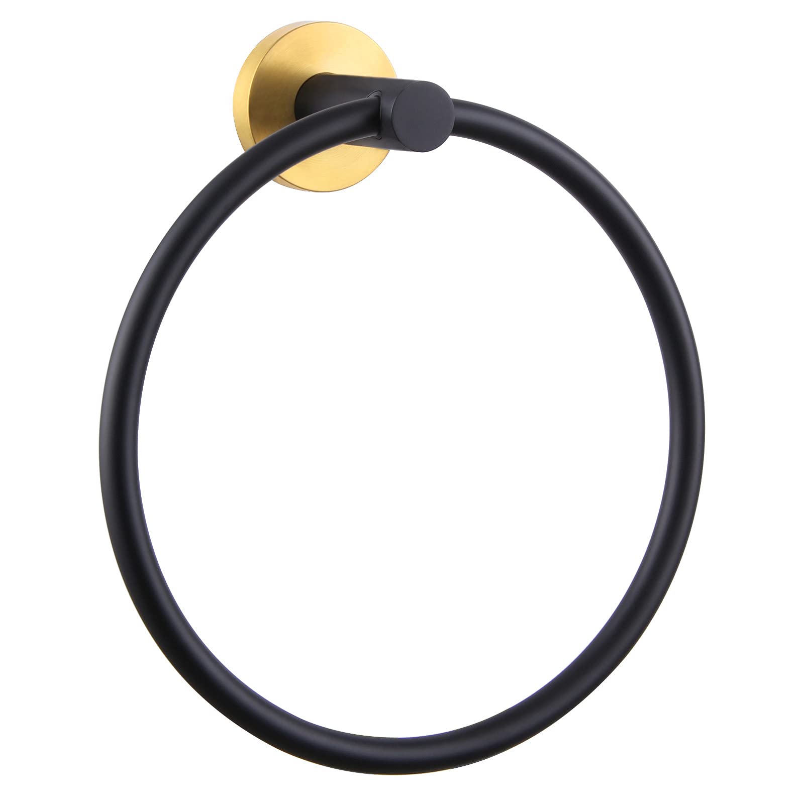 Aplusee Hand Towel Ring, Stainless Steel Round Bathroom Towel Holder Loop (Black & Gold)