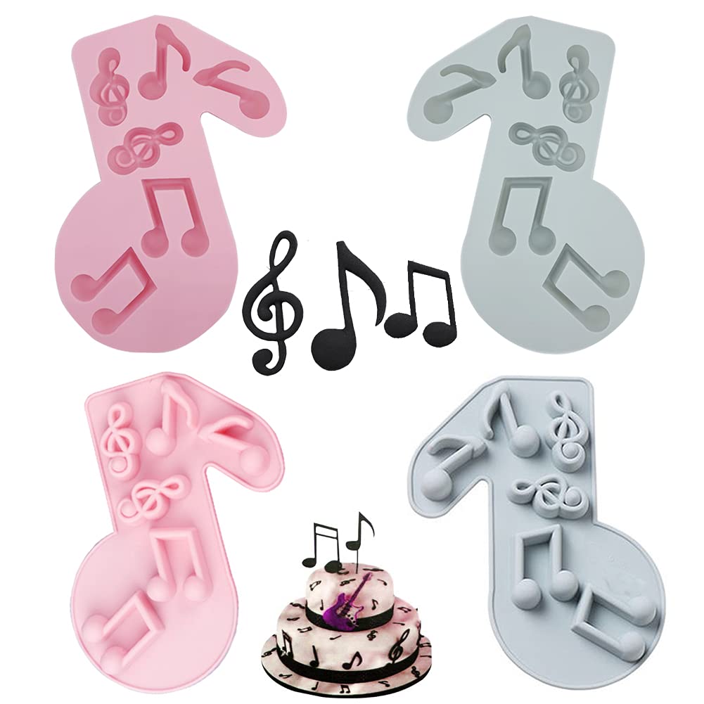 Kuuguu 4 Pcs Music Note Silicone Mold,Music Note Fondant Mold Musical Candy Mold For Cake Decoration Sugarcraft Cake Chocolate A