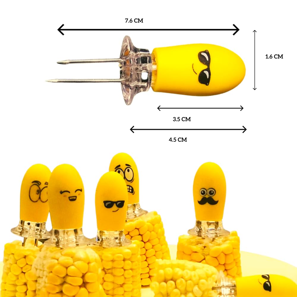 Fumiko'S Unique Corn Holders For Corn On The Cob - 10 Pcs/5 Corn Cob Holders Set, Fun Faces, Interlocking Corn Holder Set Making
