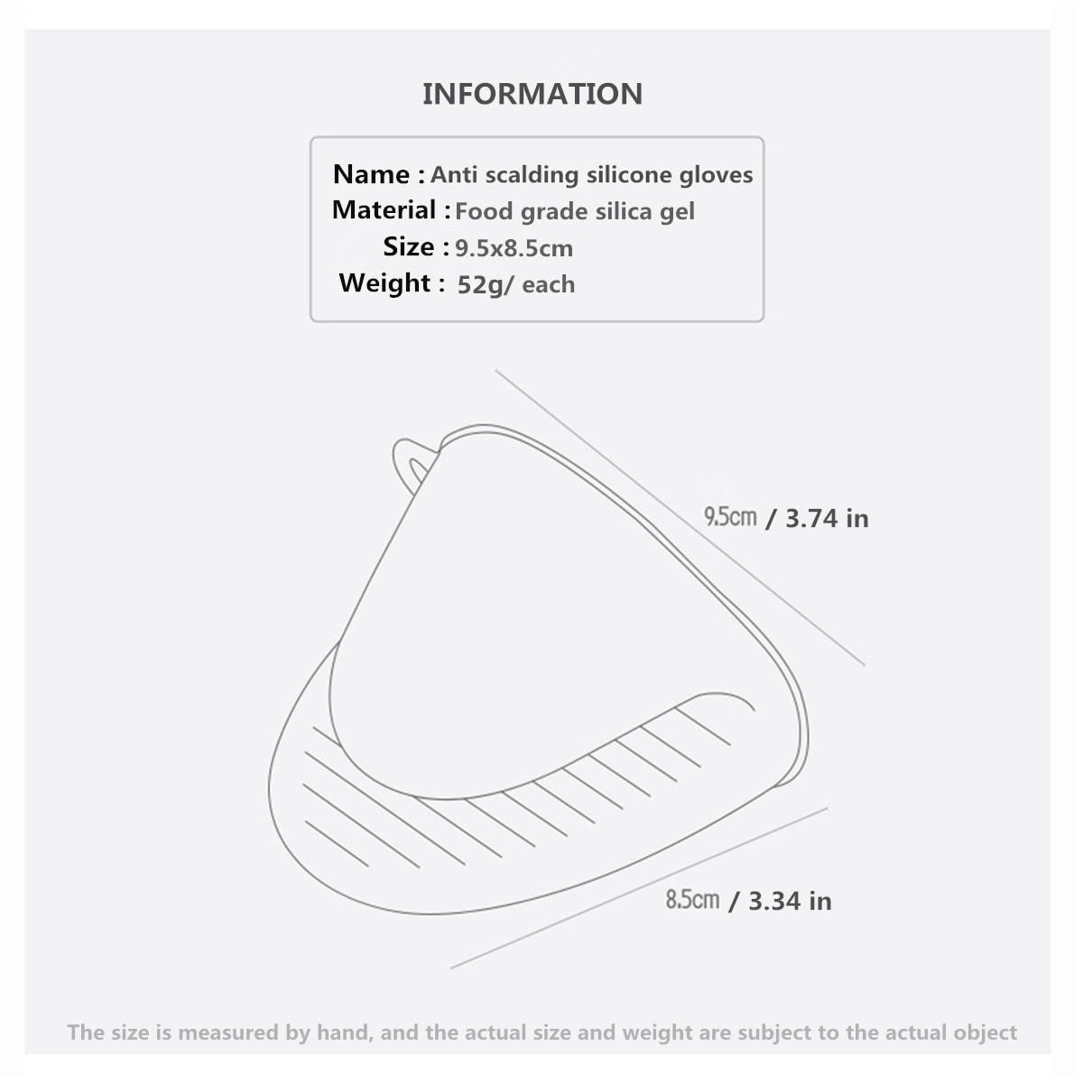PAIDASHU Silicone Oven Gloves - Heat Resistant Mini Mitts for Baking, Cooking, BBQ Grilling - Gray - 3.74in x 3.34in