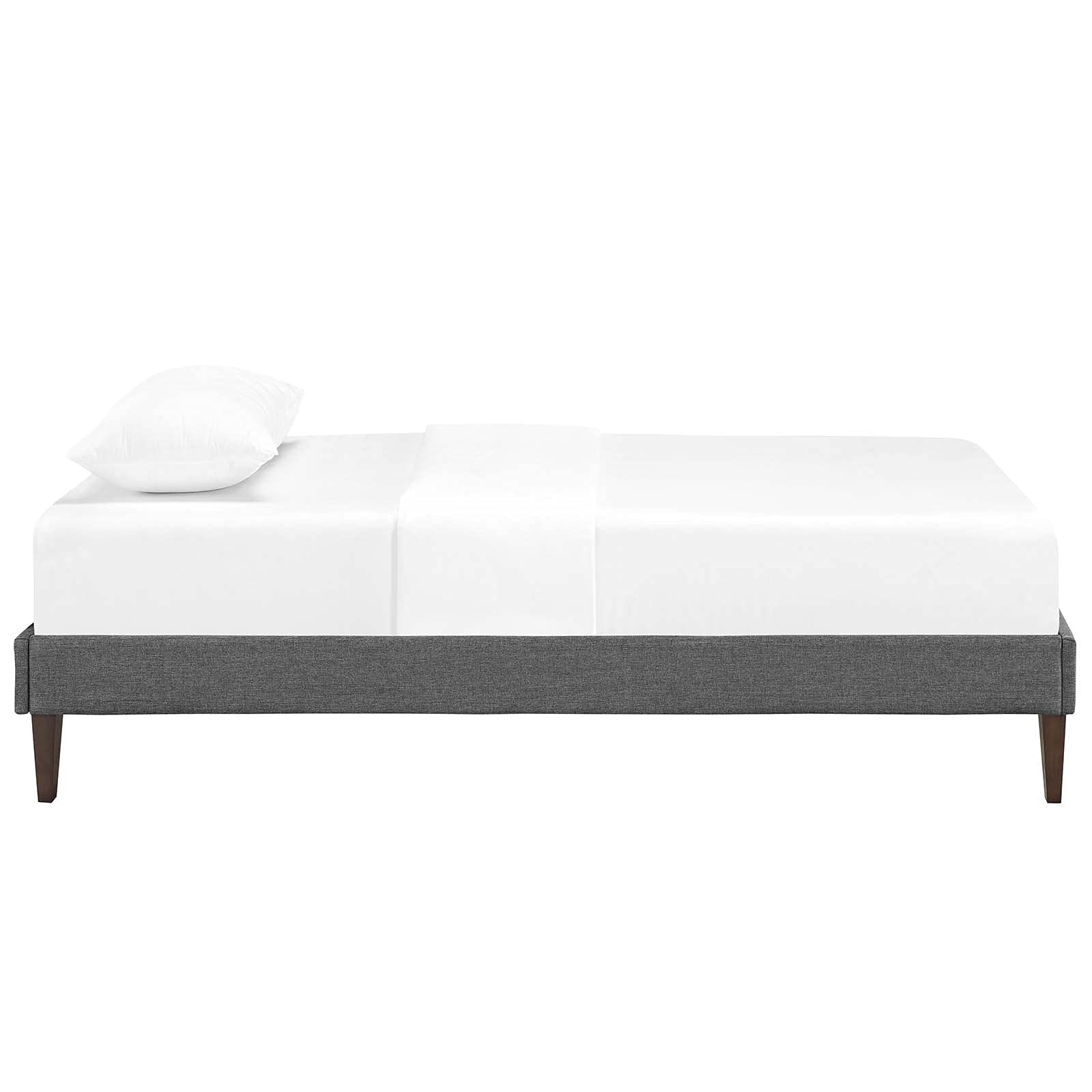 CasaFoyer  Tessie Platform Bed | Solid Wood Frame | Polyester Upholstery | Tapered Legs | Gray | Twin Size | No Box Spring Needed | Mattress Not Included