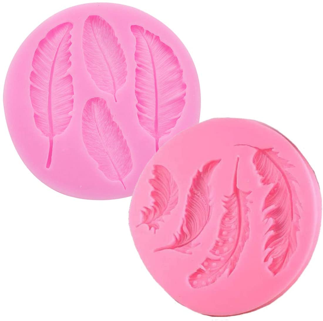 2 Pcs Feather Theme Silicone Molds Set For Diy Fondant Candy Making Chocolate Mold Lollipop Desserts Ice Cube Gum Clay Soap Bisc