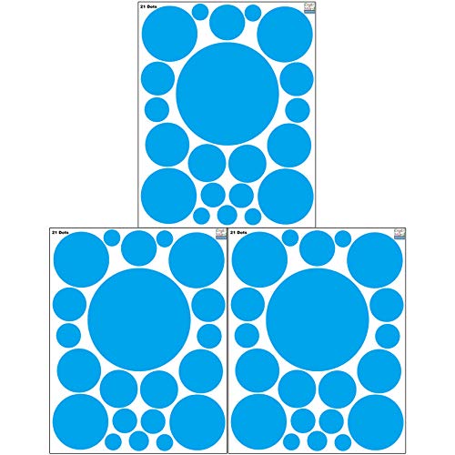 Coastal Blue Polka Dot Wall Stickers, Wall Decor Stickers, Wall Dots, Vinyl Circle Room Dot Decals Wall Art Stickers For Bedroom