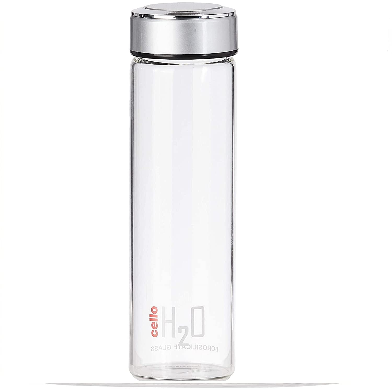Cello H2O Borosilicate Glass Water Bottle, Microwave Safe, Clear, 1000Ml, White