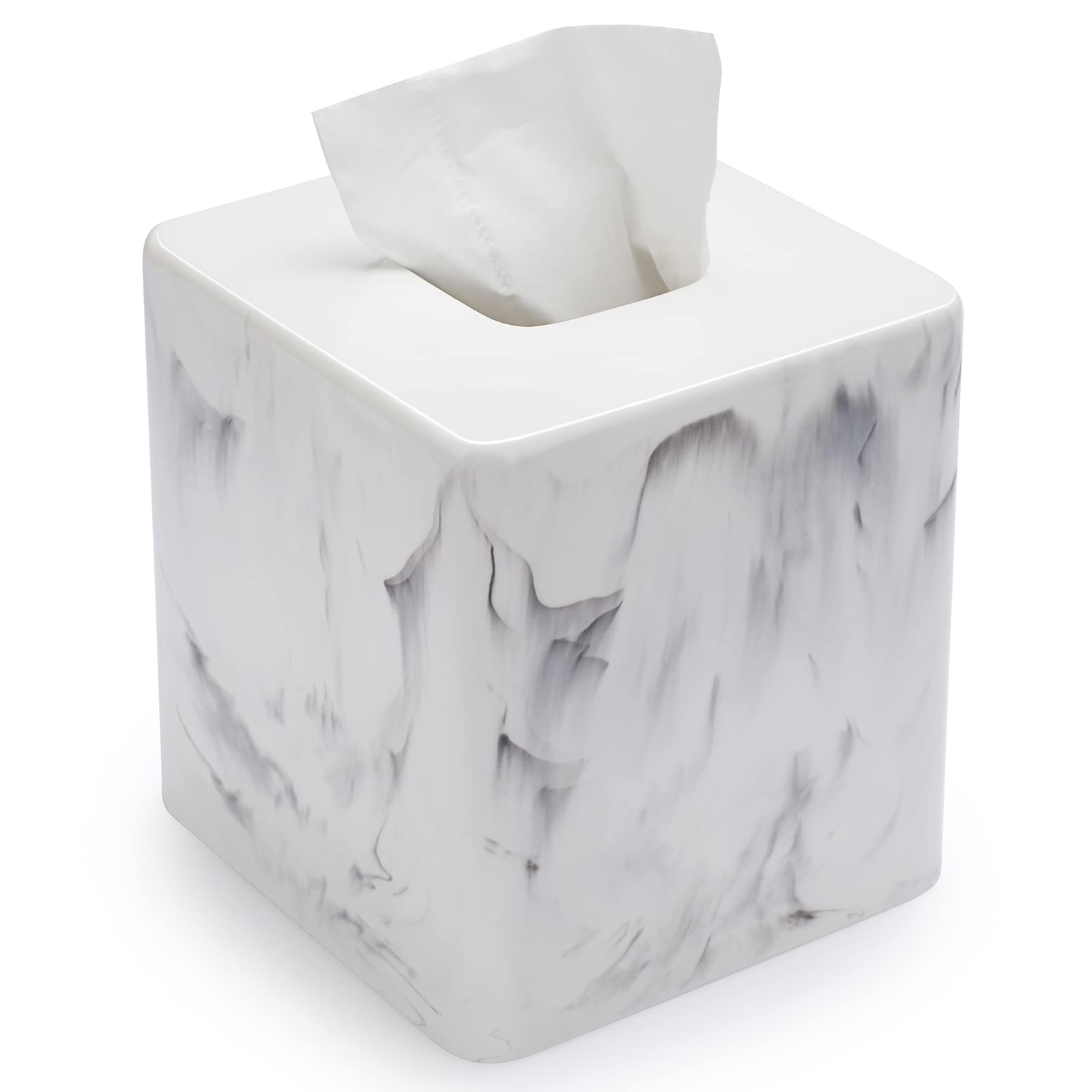 Sumnacon Resin Square Tissue Box Cover - Stylish Cube Tissue Box Holder With Open Bottom, Decorative Tissue Holder For Bathroom