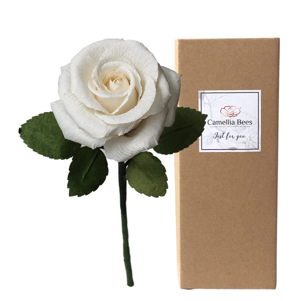 Camellia Bees 1st Year Wedding Gift Paper Rose box, Unique Handmade Forever Roses Flower Gift for Valentines, Mothers Day, Weddi
