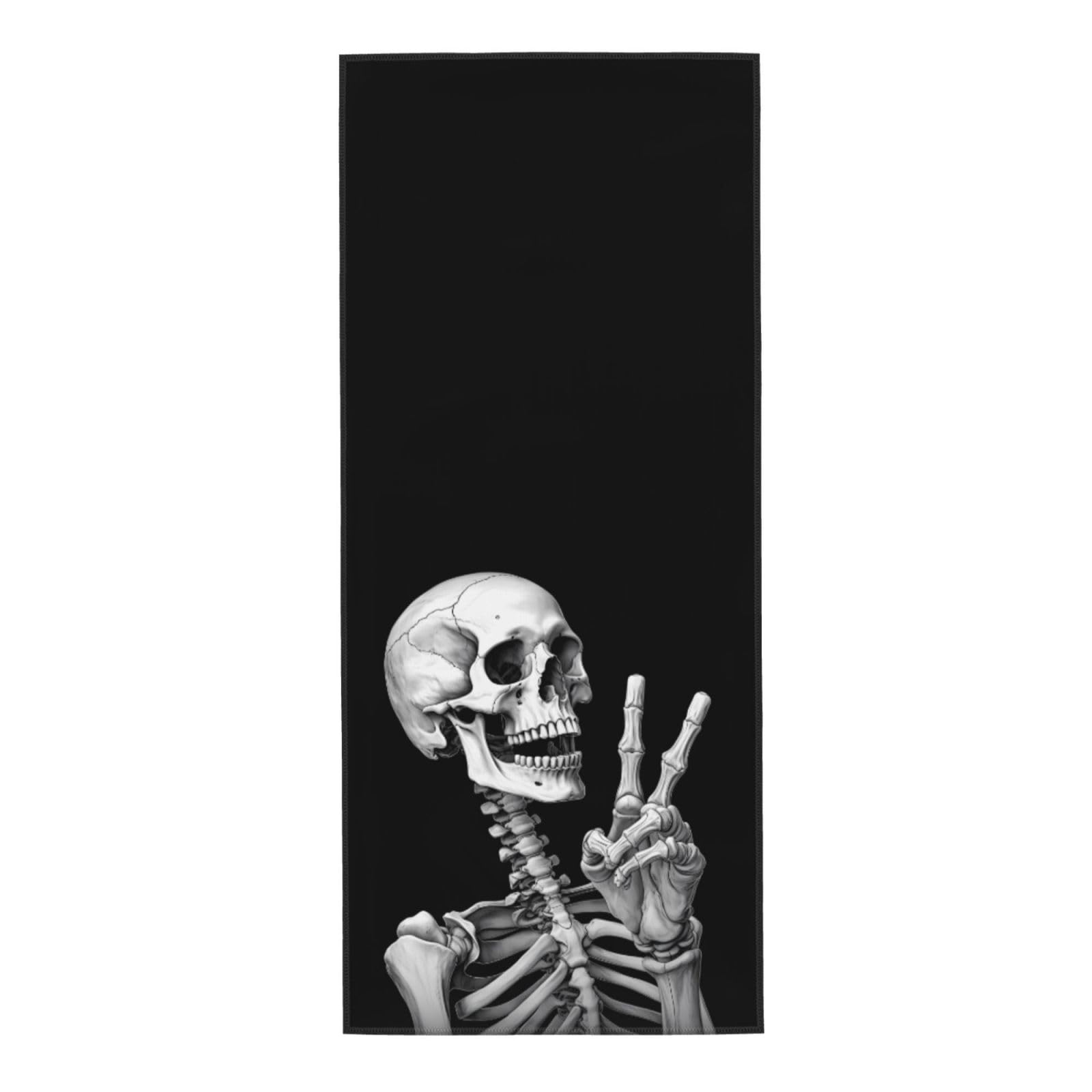 Dewoofly Rock And Roll Skull Skeleton Absorbent Fingertip Towels, Hippie Hand Towel For Hotel All Season 12 X 27.5 Inch