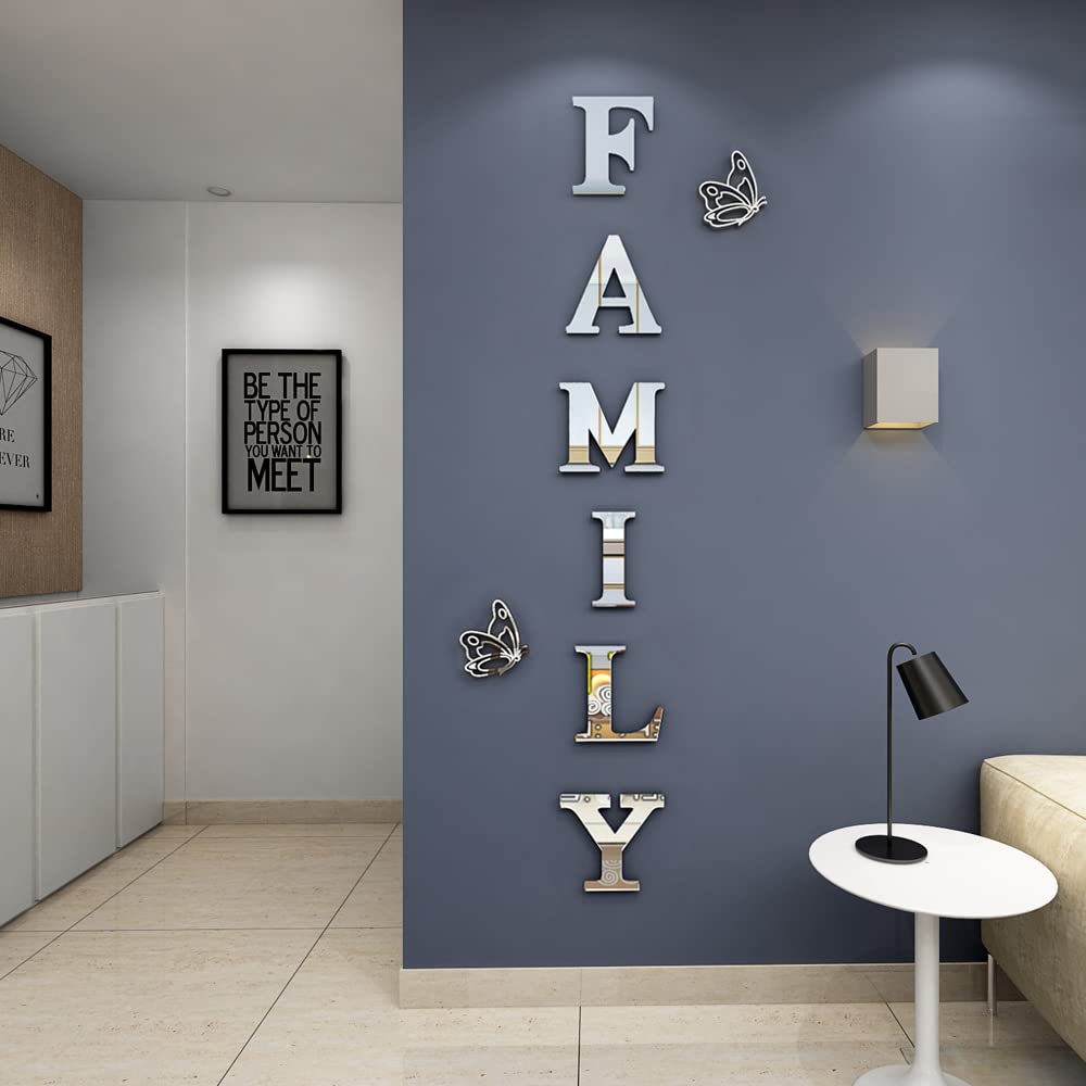 Doeean Family Wall Decor Letter Signs Acrylic Mirror Wall Stickers Wall Decorations For Living Room Bedroom Home Decor Wall Deca