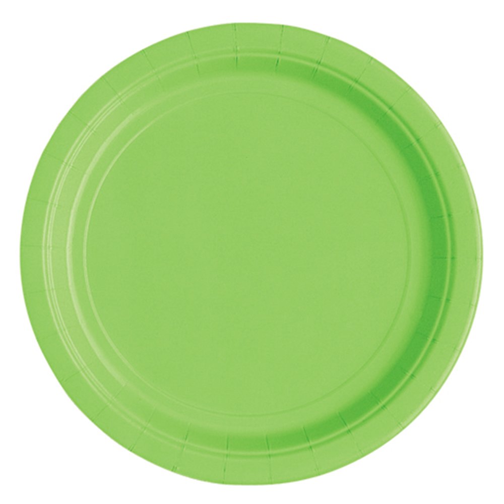 Lime Green Solid Round Dessert Paper Plates - 7'' (Pack Of 20) - Vibrant Party Plates For Appetizing Treats - Perfect For Birthd