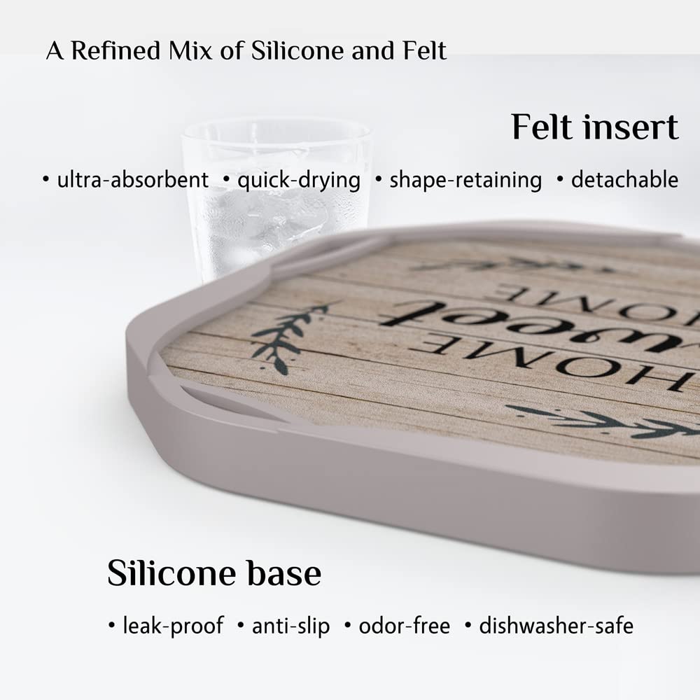 Umirro Rustic Country Farmhouse Coasters With Holder For Wooden Coffee Table, Absorbent Felt Drink Coasters With Silicone Cases,