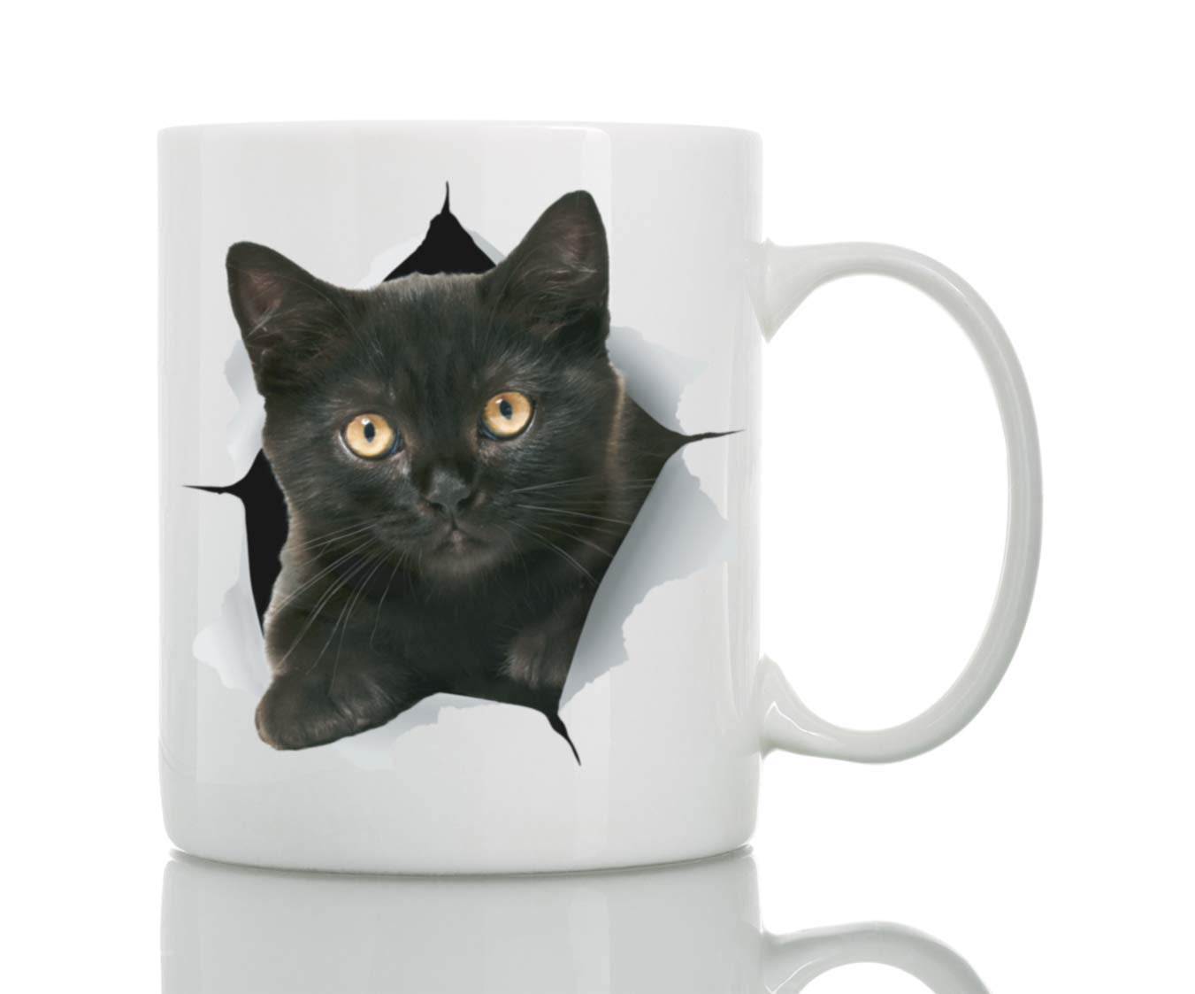 Funny Black Kitten Coffee Mug - Ceramic Funny Cat Mug - Perfect Cat Lover Gift - Cute Novelty Coffee Mug Present - Great Birthda