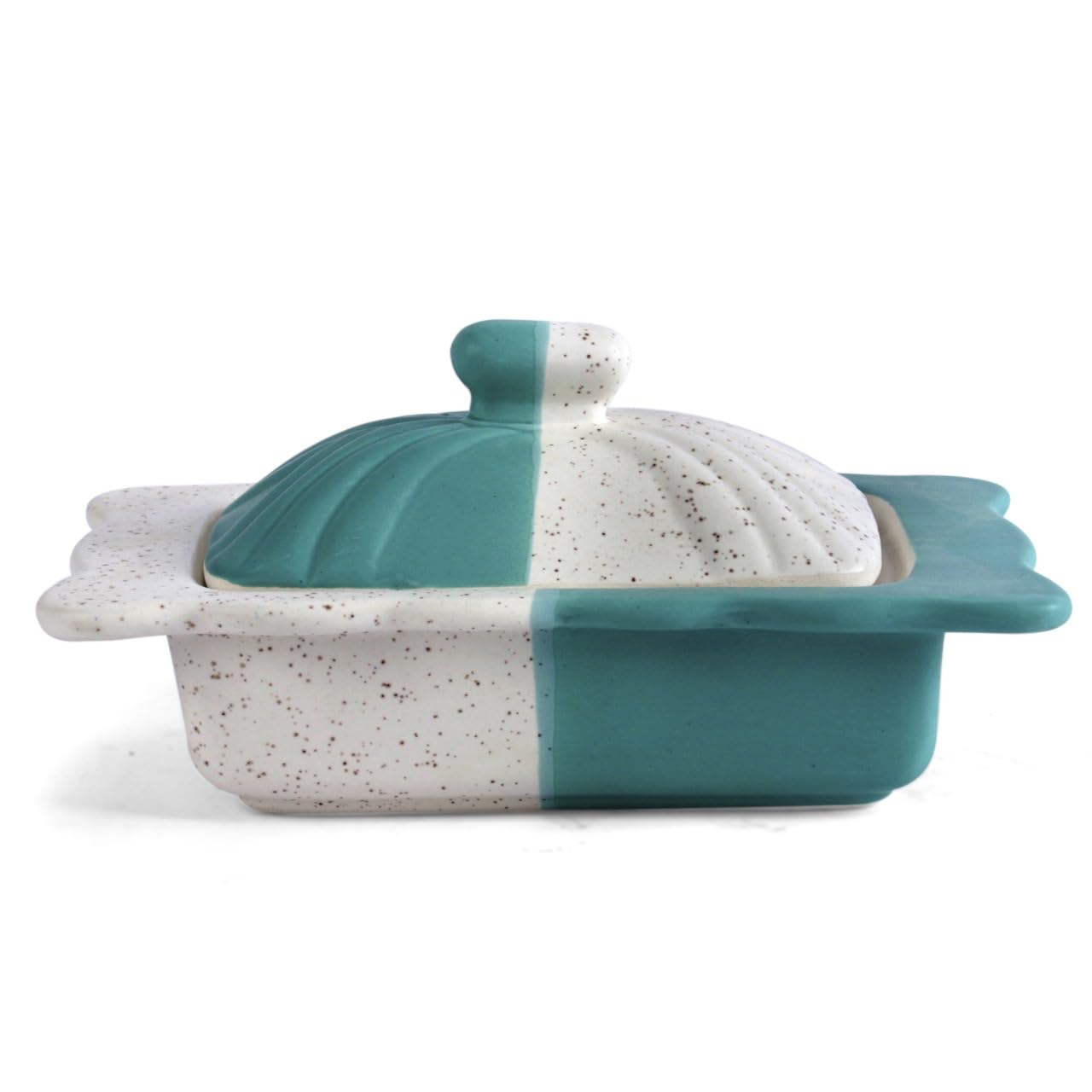 Kraftlik Handicrafts Ceramic Butter Pot Dish With Lid | Butter Serving Set | Butter Pot Hand Painted | Butter Container For Chee