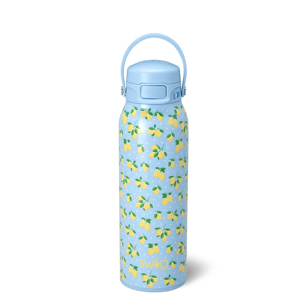Swig Life 32oz EZ Fill Water Bottle with Straw Lid, Lemon Meringue