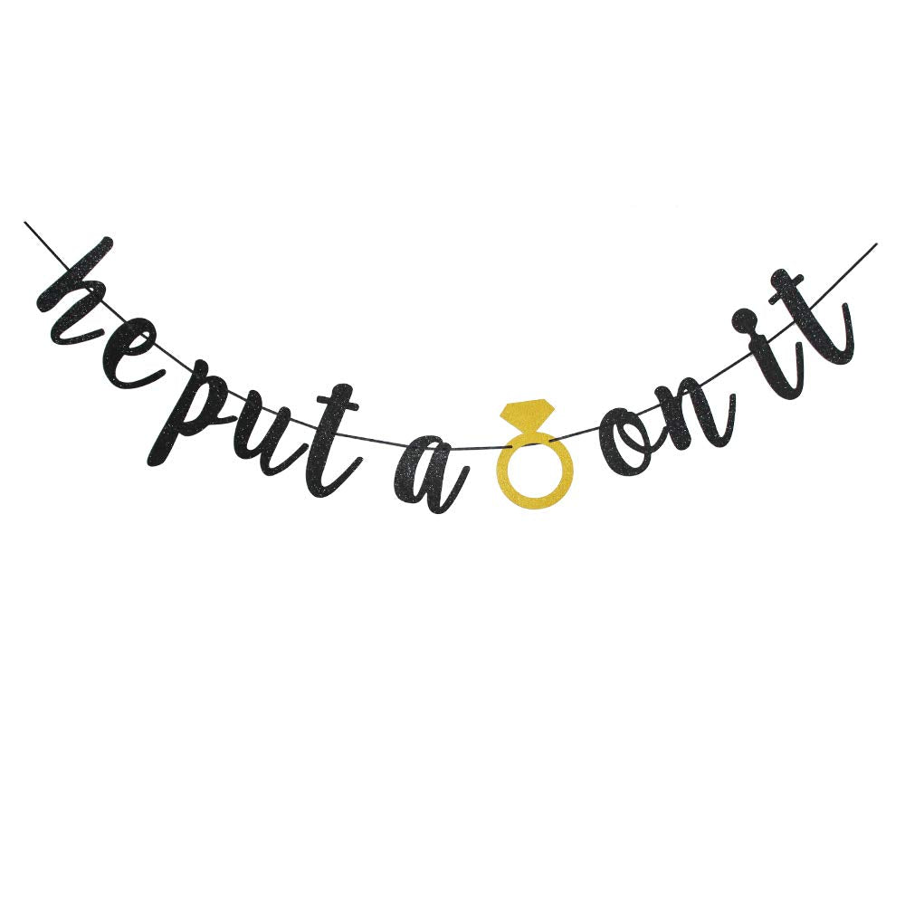 He Put A Ring On It Banner, Bridal Shower/Bachelorette/Wedding Engagement Party Sign Supplies Decorations