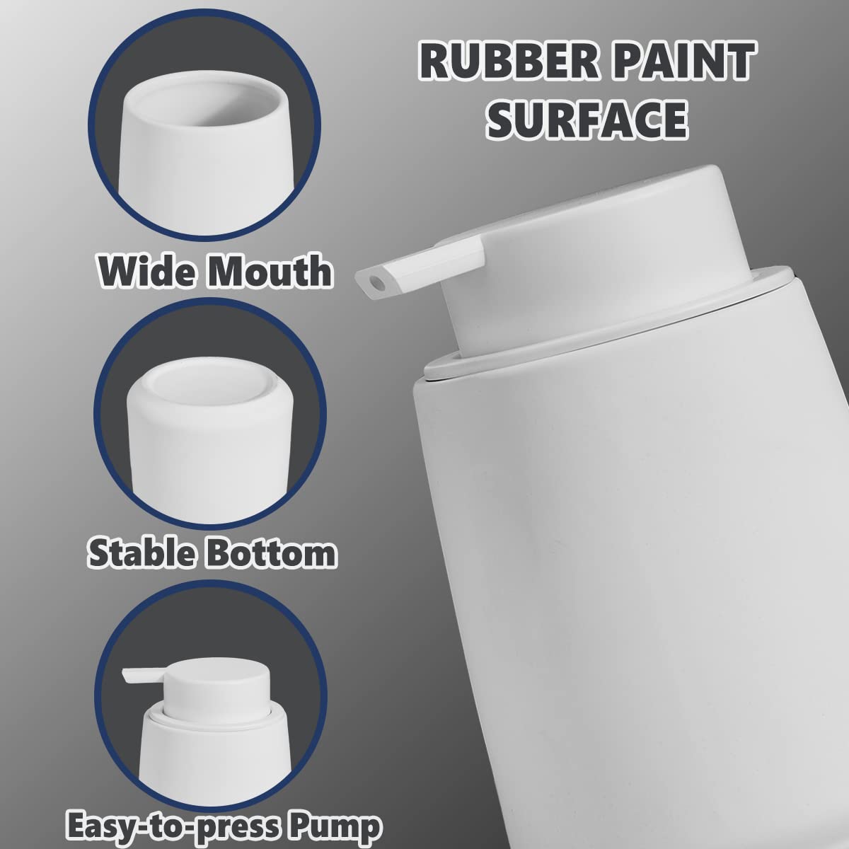 White Foam Hand Soap Dispenser - 12Oz Ceramic Foaming Soap Dispenser For Bathroom With Easy-To-Press Pump, Refillable Liquid Lot
