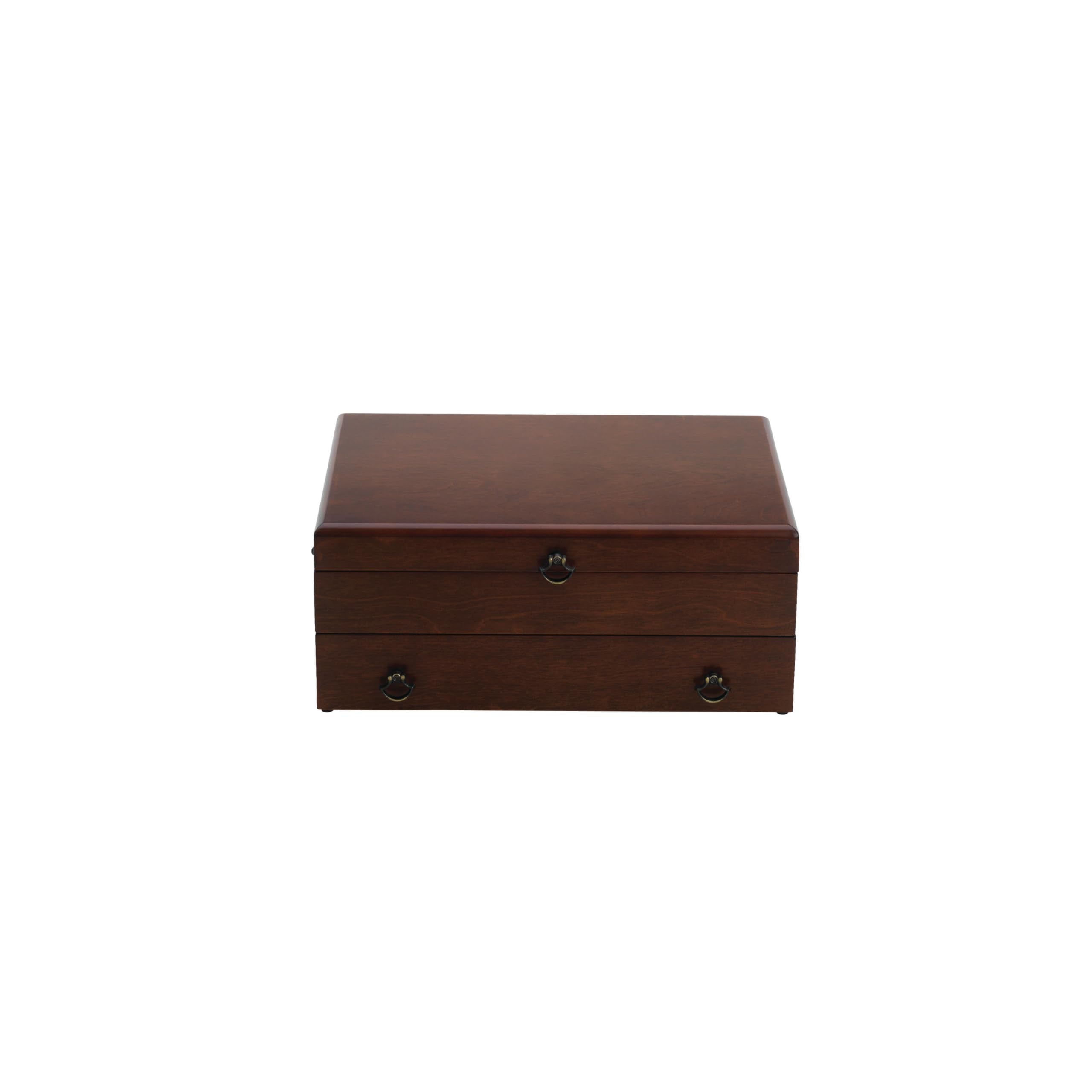 Reed & Barton Storage, Bristol Cherry Finish Flatware Chest, MDF Wood, Silverware Organizer, Tarnish-Resistant Cloth, Stores 210