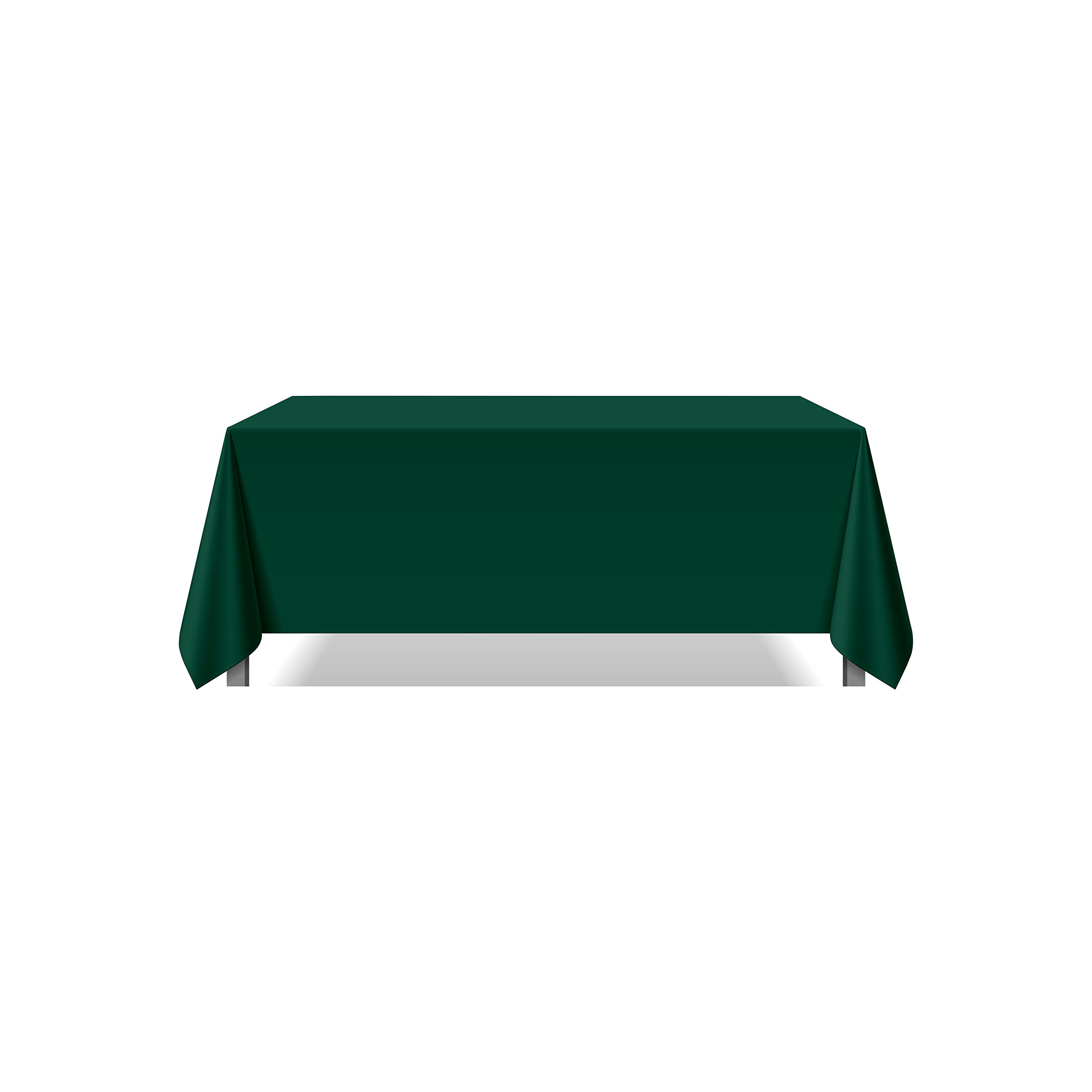 Pomp Hunter Green 90 X 132 Inch Premium Polyester Tablecloth  Wrinkle + Stain Resistant Easy Care Fabric  Fits 6Ft Rectangle Tab