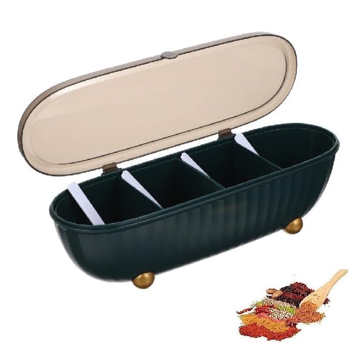 Vasangi 4 In 1 Plastic Masala Jar Masala Dani Masala Dabba Box Organiser With 4 Spoon Multipurpose Masala Jar And Unique Spice B